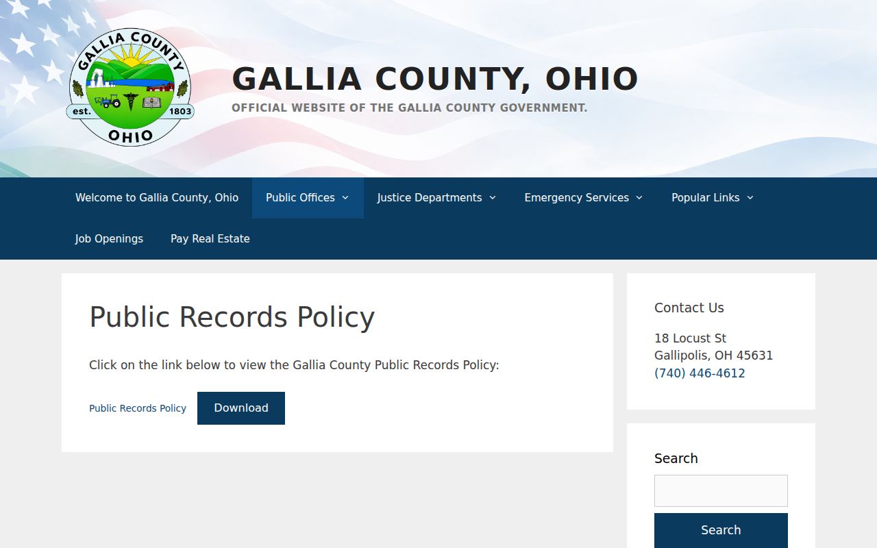 Gallia County court records public-records policy page