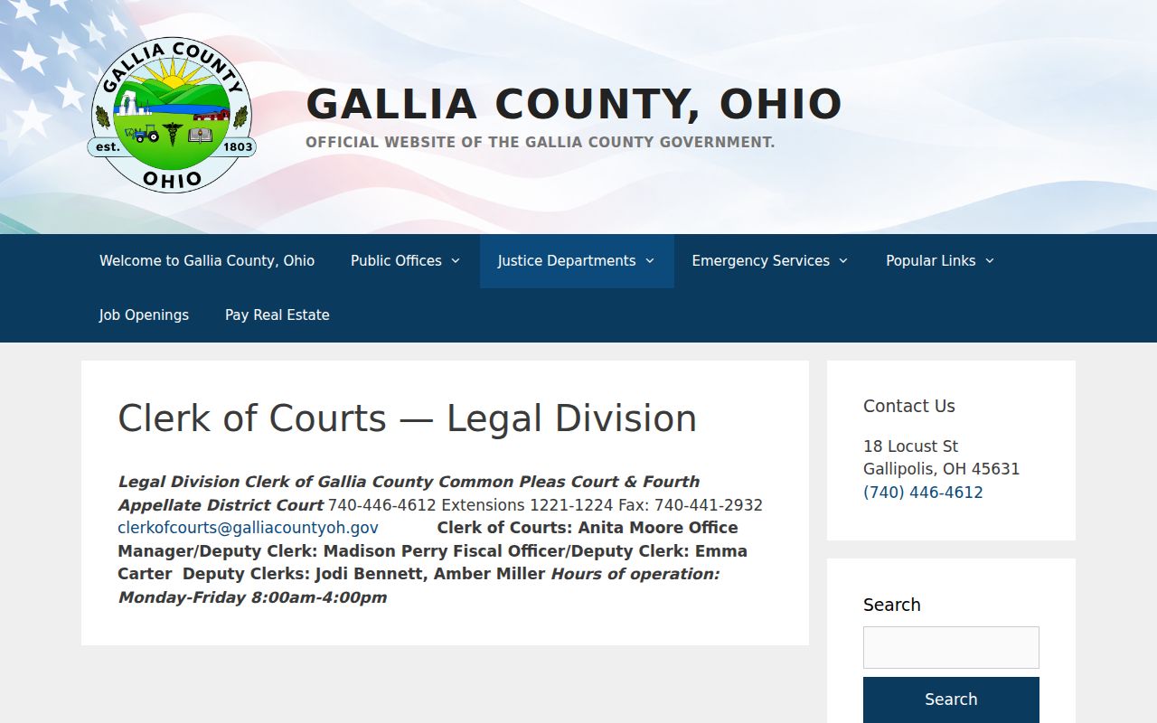 Gallia County court docket Legal Division clerk source